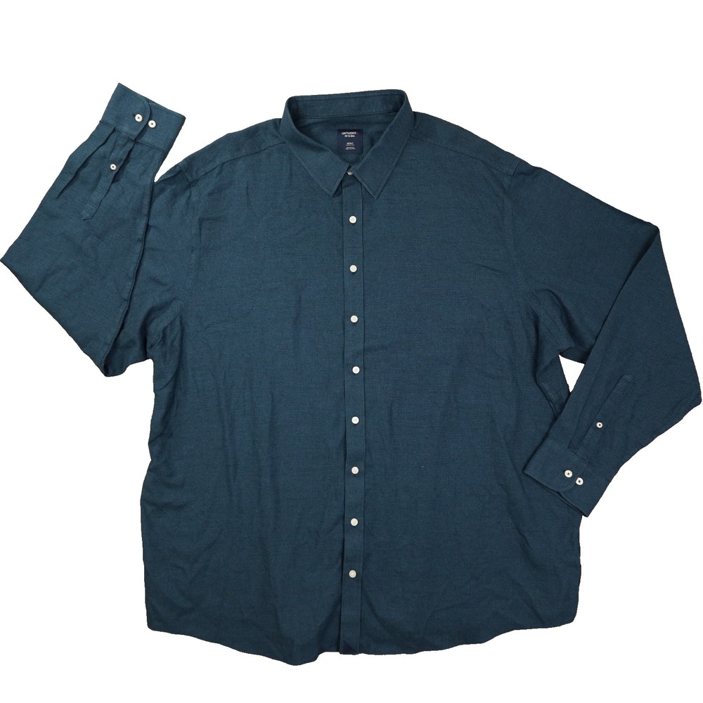 UNTUCKit Fit by DXL Button Up Shirt Mens 4XLT Blue Long Sleeve UT-1003 Preppy